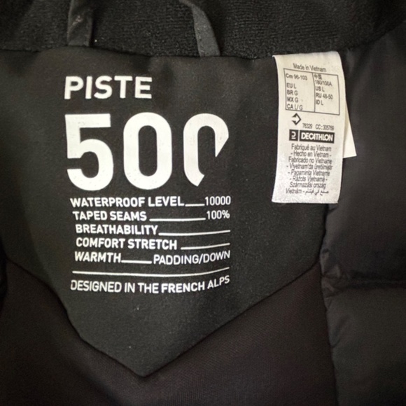 Decathlon Piste 500 down and feather filled black and grey ski jacket size L - Picture 14 of 17
